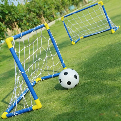 Kids Soccer Goal Set 2 Balls 2 Goals Portable Easy-Assemble Youth Soccer Football Set Indoor Outdoor Backyard Family Game Birthday Christmas Gift Boys Girls Ages 3+