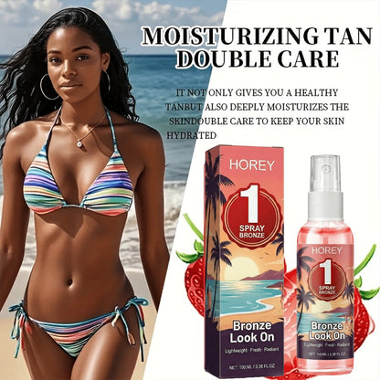 Self Tanning Spray Strawberry Scent 100ml 2-in-1 Progressive Gradual Tan Moisturizing Sunless Tanner for Light Fair Skin Natural Wheat Complexion Summer Glow Portable Easy Absorption 3.38oz