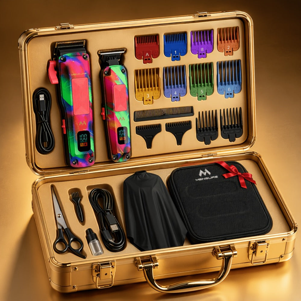 Professional Hair Clippers for Men – 7500RPM Cordless Barber Clipper Kit with Graffiti Metal Body, Zero-Gapped Adjustable Blade, 10 Color Guide Combs & Storage Bag, Fade Clipper for Home & Salon Use