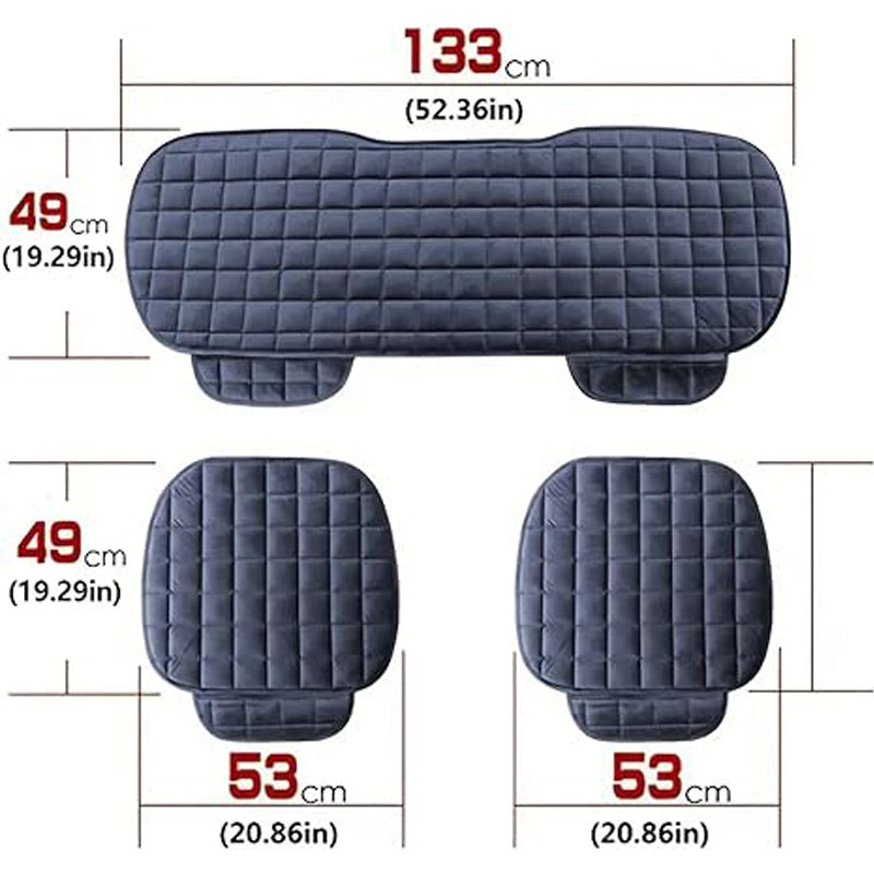 Four Seasons Plush Plaid Thick Warm Pad Car Seat Protector Seat Cover Universal Oval Car Seat Cushion, Soft and Breathable, Non-slip, Lightweight and Portable, Hand Washable Car Seat Protector Interior Accessories, Black 2 Front Seats and 1 Back Seat