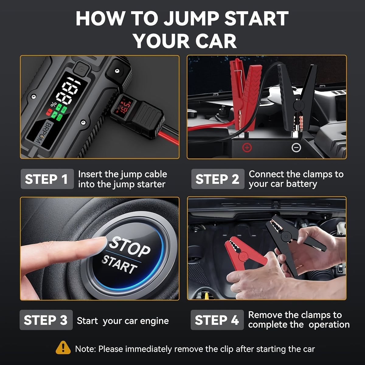 Car Jump Starter, 6000A Peak 26800mAh (Up to All Gas or 2.64gal Diesel Engine, 50 Times) 12V Auto Booster Battery Charger Jump Box with Quick Charger Smart Jump Cables with LED Screen