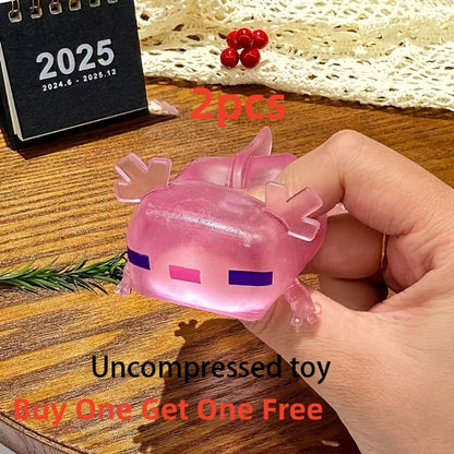 Axolotl Squishy Squeeze Toys 2 Pack – Soft Stretchable Stress Relief Sensory Fidget Toy for Kids Adults Party Favor Bag Fillers Classroom Rewards Halloween Christmas Easter Birthday Gift