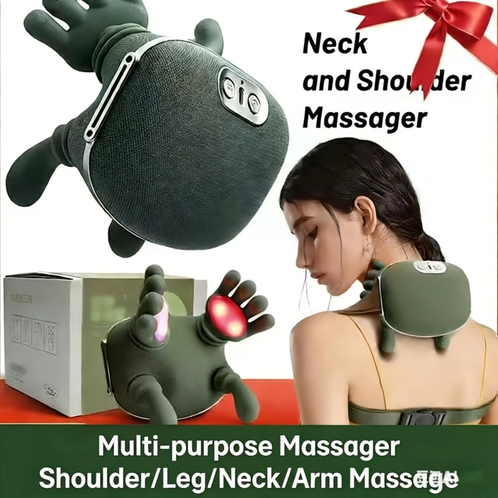 Portable Electric Neck & Shoulder Massager – Japanese-Style Acupressure 3D Kneading with Heat, Deep Tissue Relief for Back, Neck, Shoulders & Abdomen, Compact Office & Travel Massager for Men Women