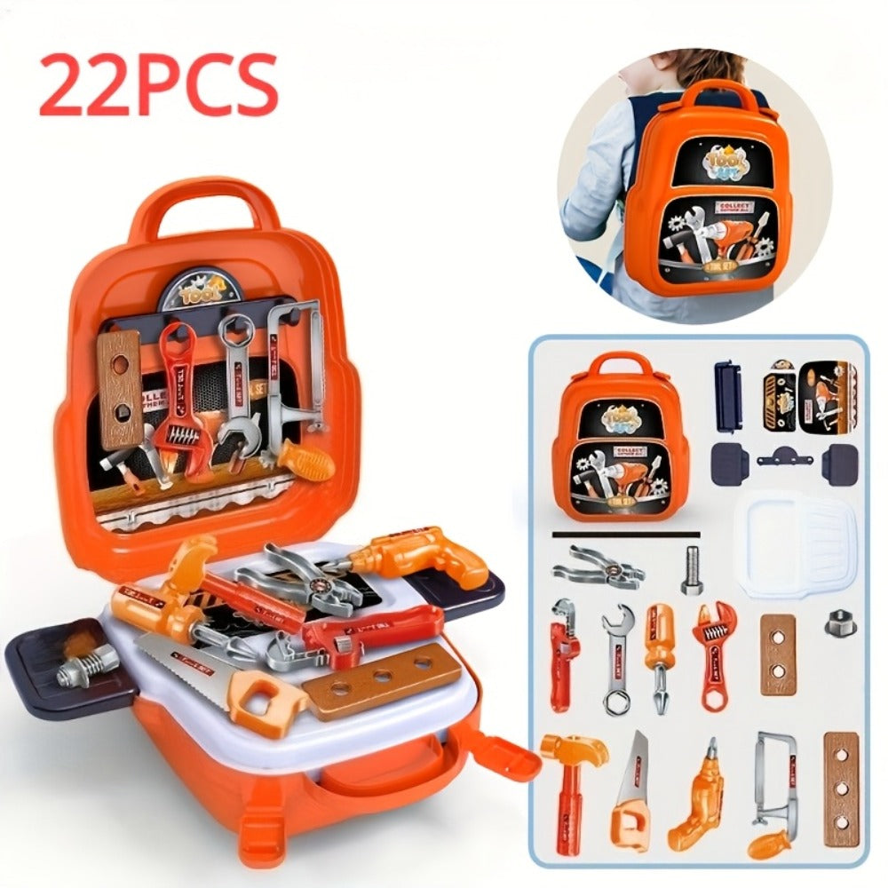 Kids Tool Backpack Set 22pcs for Boys – Pretend Play Home Repair Tool Kit with Carrying Backpack | Toddler Construction Toy with Hammer Wrench Screwdriver, Birthday & Christmas Gift for Boys Ages 3 4 5 6