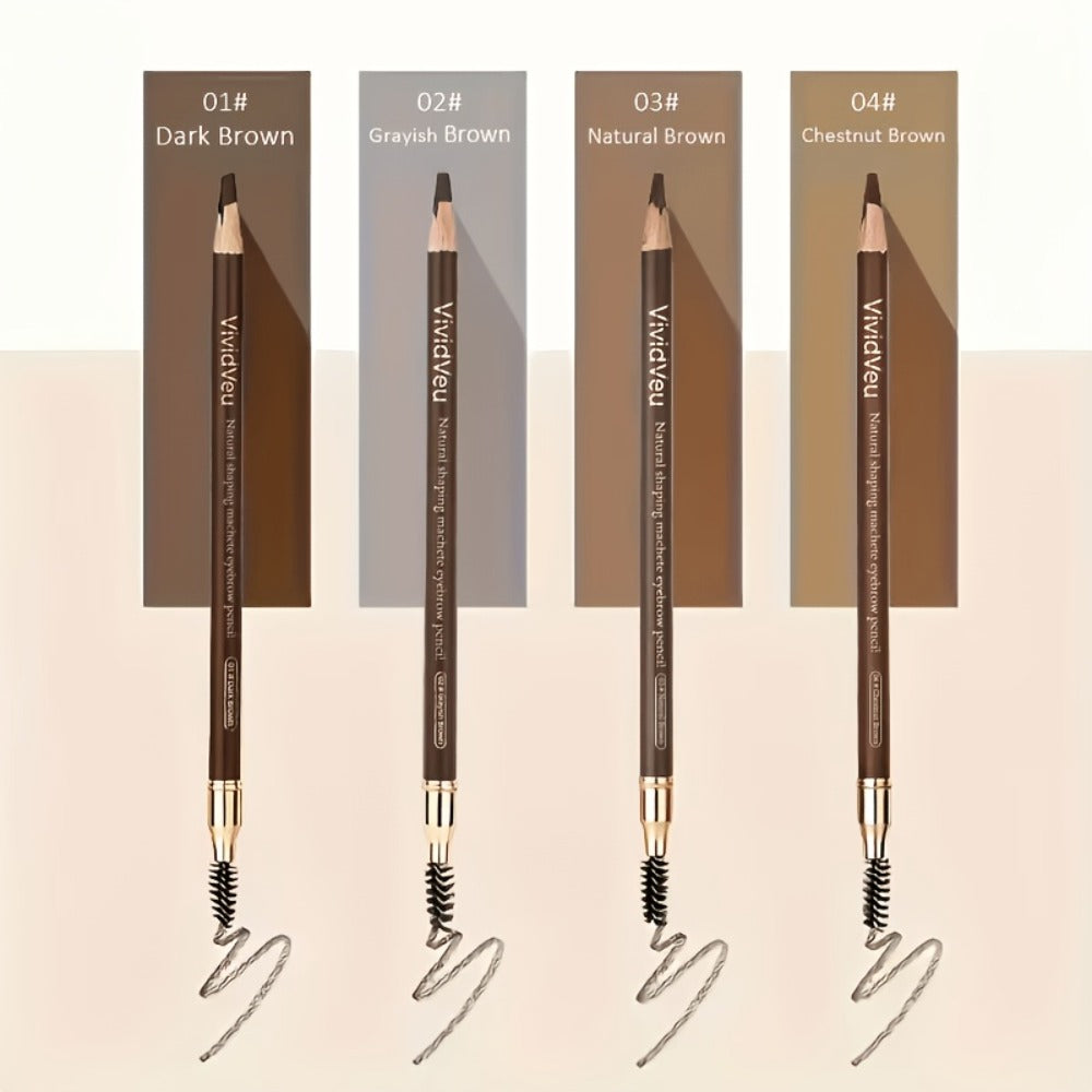 Microblading Effect Brow Pencil 4-Pack with Eyeliner – Waterproof Smudge-Proof Dual-Ended Eyebrow Pen with Spoolie Brush, Natural Hair Stroke Long-Lasting Formula for All Skin Types Women