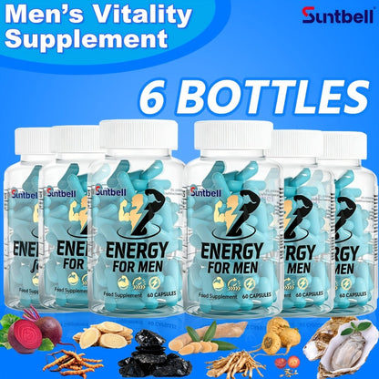 Men's Energy & Hormone Support Capsules 60ct – Horny Goat Weed, Tongkat Ali, Maca & L-Citrulline – Natural Vitality, Stamina & Performance Supplement for Men – Great Gift for Him