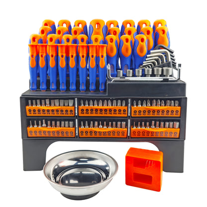118/69pcs Magnetic Screwdriver Set with Plastic Organizer, Includes Precision, Slotted, Phillips, Hex, Pozidriv, Torx Screwdriver Set And Magnetizer Demagnetizer DIY Tools - Perfect Tools Gift for Men (Green/Red/Blue/Orange&Blue)