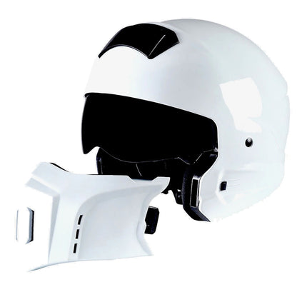 Convertible Motorcycle Helmet Full Face & Open Face 2-in-1 – Detachable Visor, Face Mask & Smoked Shield, Aerodynamic Thermoplastic Shell, Classic Style, Adult S/M/L/XL