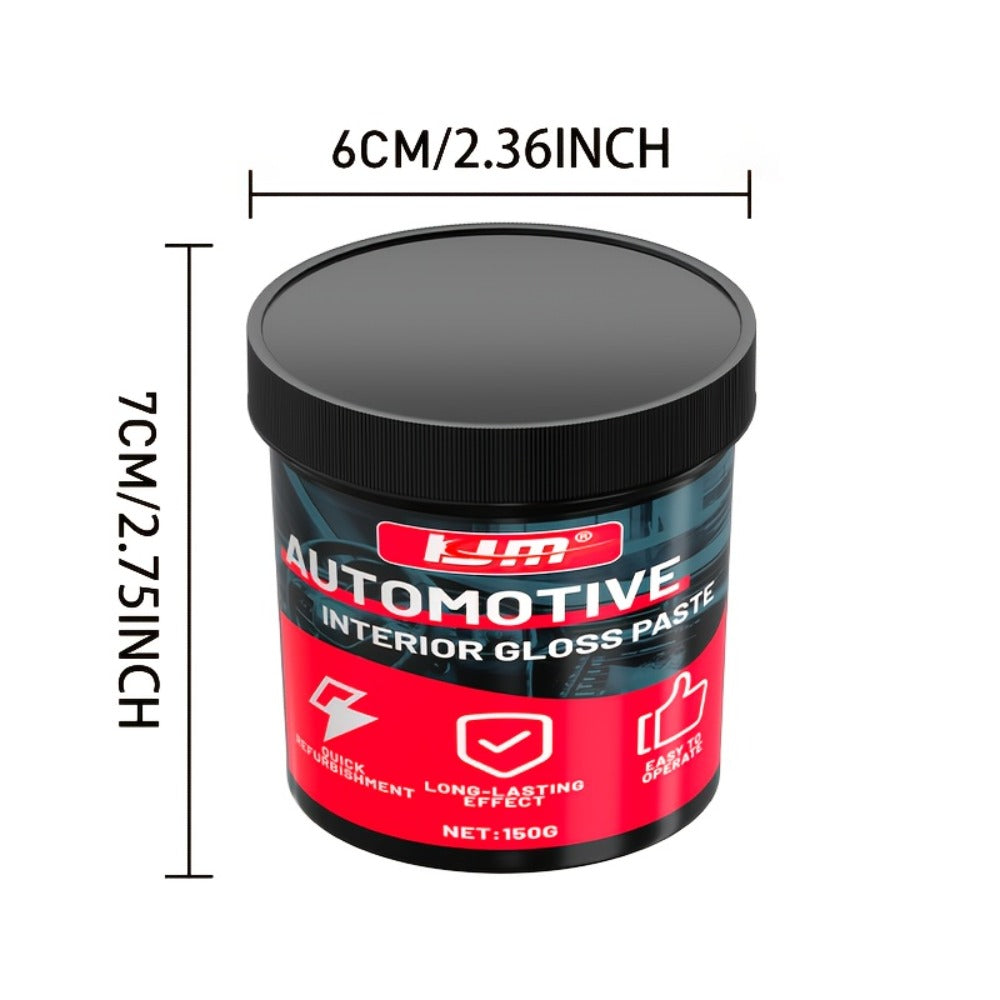 Automotive Plastic Restorer & Whitening Cream - All-in-One Dashboard, Tire & Seat Polish Paste for Car Interior Gloss, Upholstery Care & Long-Lasting Protection, Includes Applicator Sponge (150g)