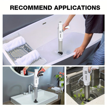 Electric Toilet Plunger 8V Cordless – High-Pressure Pneumatic Toilet Unclogger with Real-Time Pressure Display, Power Drain Opener for Clogged Toilets, Sinks & Floor Drains, Mess-Free & Reusable