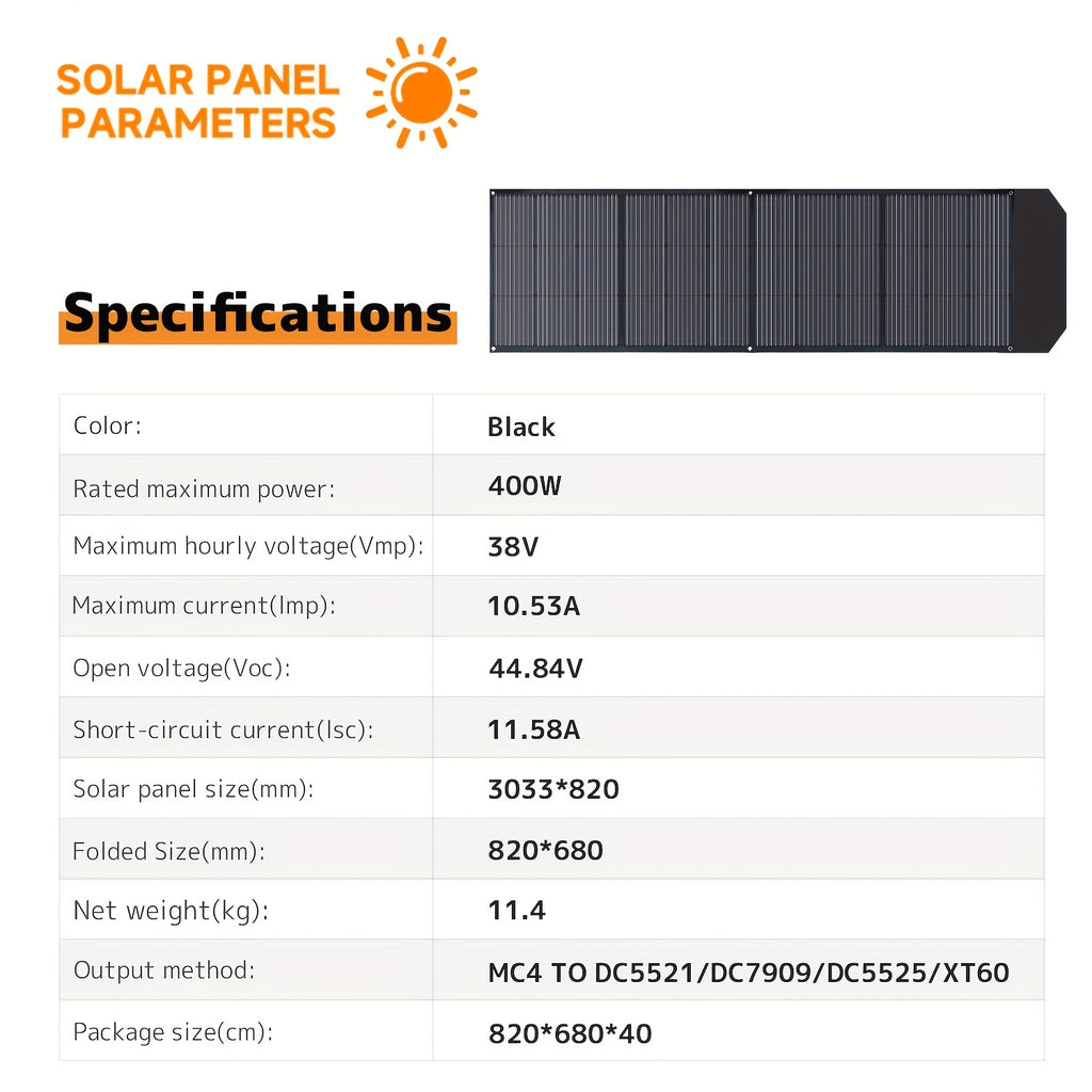 LVYUAN 400W/200W/120W Solar Battery Folding Panel with Adjustable Bracket Solar Panel for RV, Cruise Ship Yacht, Travel, Outdoor Adventure, Power Station, Camping, Solar Generator