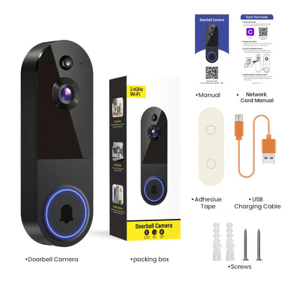 Wireless Video Doorbell Camera 1440P WiFi | AI Snapshot Night Vision Two-Way Intercom Rechargeable Battery | Photo Video Local Storage Smart Home Doorbell White Black