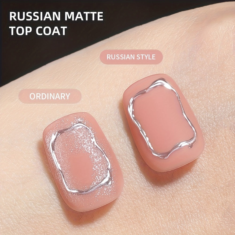 Russian Matte Gel Top Coat 4Pcs Set Frosted Rubber Seal Soak-Off UV LED Nail Art Neon Design Matte Primer Gel Polish Finish Photo Frame Bottle Manicure Kit Gift for Women