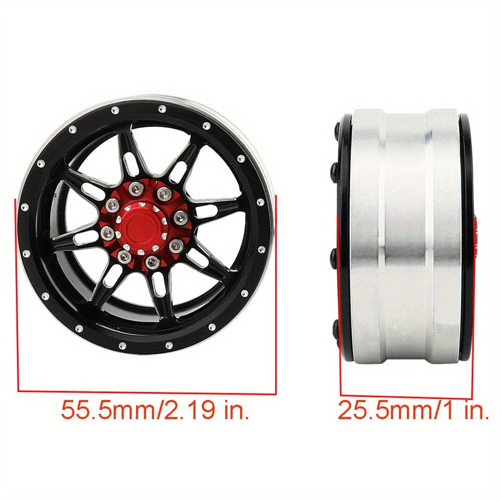 1.9" Beadlock Wheel Rims for RC Crawler 4pcs – Aluminum Alloy Metal Hub Upgrade Set for Axial SCX10 SCX10 III CC01 D90 TRX4 TRX6 1/10 Scale Rock Crawler