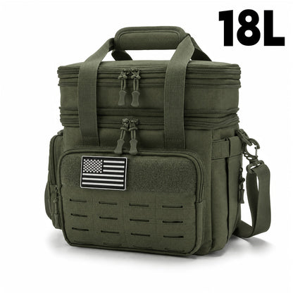 Tactical Insulated Cooler Lunch Box with MOLLE Webbing – Expandable & Leakproof, 3.7 Gal or 18L, for Hunting, Camping, Work & Outdoor Picnics – Black, Green or Khaki