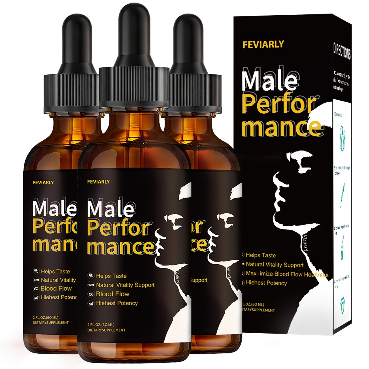 Men's Herbal Performance Drops with Shilajit Black Maca Longjack Root L-Arginine – Natural Vitality & Circulatory Support Supplement, Clean Formula No Chemical Additives, Gentle Non-Irritating