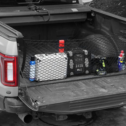 Truck Bed Cargo Net Elastic Mesh Organizer with Hooks Heavy Duty Bungee Net for Pickup Truck Bed Cargo Management Grocery Storage Secure Haul