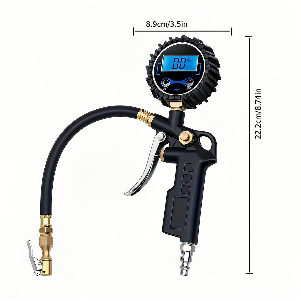 Digital Tire Inflator with Pressure Gauge 200 PSI High Accuracy LED Backlit Display for Automotive Additions Motorcycles Cars Suvs Rvs (With 3pcs Connector)