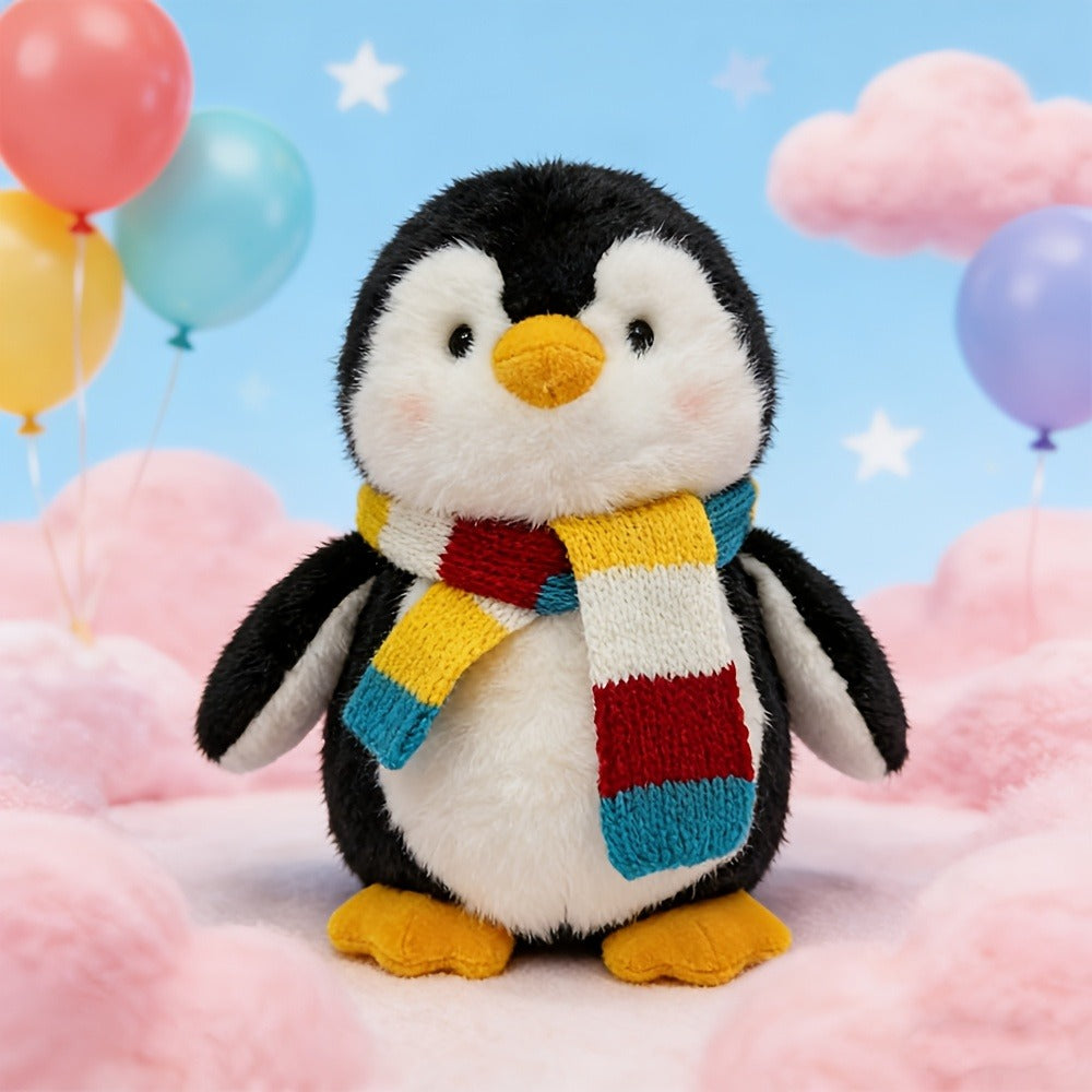Penguin Stuffed Animal Plush Toy with Scarf – Cute Soft Penguin Plush Doll for Desktop Sofa Shelf Decor, Birthday Valentine's Day Thanksgiving Christmas Gift for Kids & Adults