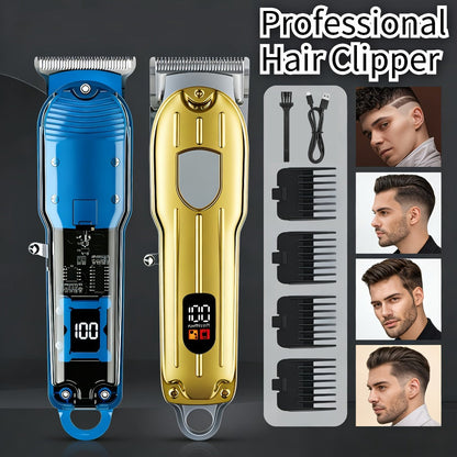 Cordless Hair Clipper for Men - USB Rechargeable Electric Trimmer with Guide Comb, Self Haircut Kit for Home Barbershop Fade, Beard & Neckline Shaping, Great Gift for Dad