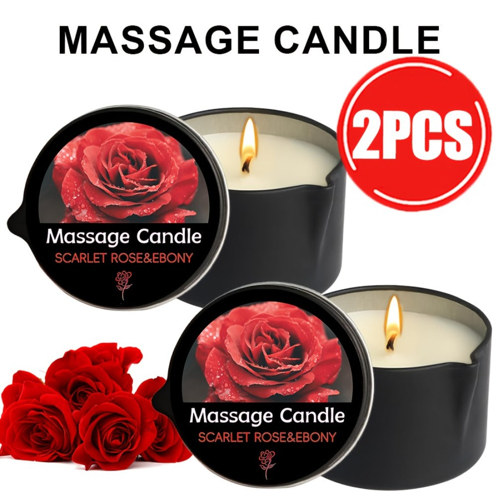 Massage Oil Candle 2-in-1 Soy Wax Scented Candle with Essential Oil — Moisturizing Warm Body Lotion for Spa Pedicure Relaxation Aromatherapy Gift for Women 2oz Multiple Scents