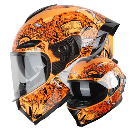 Motorcycle Full Face Helmet DOT Adults Street Bike Dual Visor Sun Inner Shield Anti Fog Pinlock Shield HJAH15