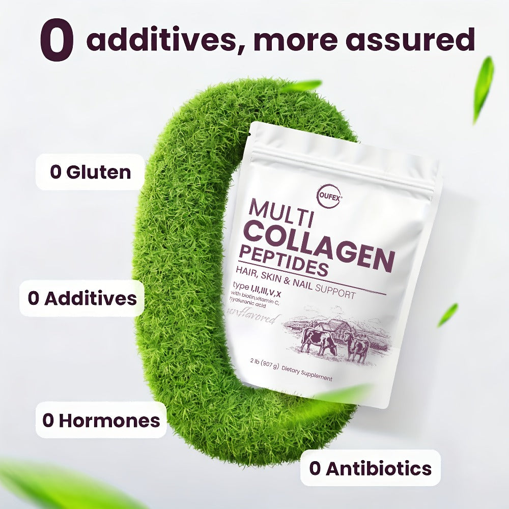 Collagen Powder Multi-Source Complex — Hydrolyzed Types I, II & III with Skin Nutrients for Anti-Aging, Skin Elasticity, Hair, Nails & Joint Support | Natural Flavor | 1 lb & 2 lb