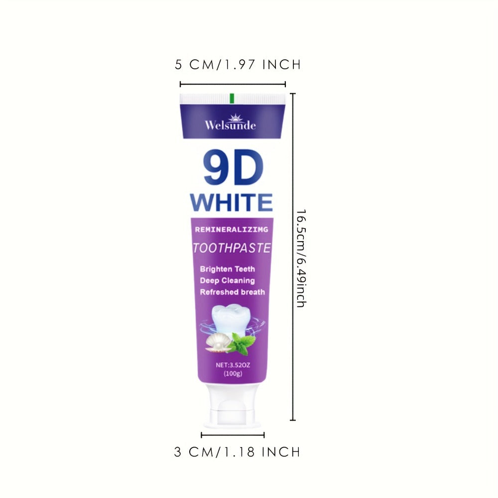 Whitening Toothpaste 4-Pack – 9D White Alcohol-Free Formula, Thorough Deep Cleaning & Brighter Smile, Refreshing Mint Breath, Gentle on Gums, Travel-Friendly 100g, Oral Care Gift for Men & Women