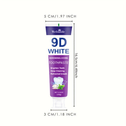 Whitening Toothpaste 4-Pack – 9D White Alcohol-Free Formula, Thorough Deep Cleaning & Brighter Smile, Refreshing Mint Breath, Gentle on Gums, Travel-Friendly 100g, Oral Care Gift for Men & Women