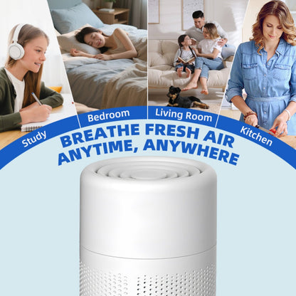 USB Negative Ion Air Purifier with Blue Light & Aromatherapy Box – Removes Dust, Smoke, Formaldehyde, VOCs & PM2.5, Type-C Powered Desktop Air Cleaner for Bedroom, Office & Bathroom, 50 m³/h Airflow