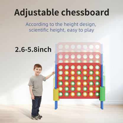 Height Adjustable Giant Connect 4 Game 33–37 Inch – Jumbo 4-in-a-Row Outdoor Yard Game with Quick Release Slider for Teens, Adults & Families, Indoor Outdoor BBQ Birthday Party Tailgate Game Set, Blue Red