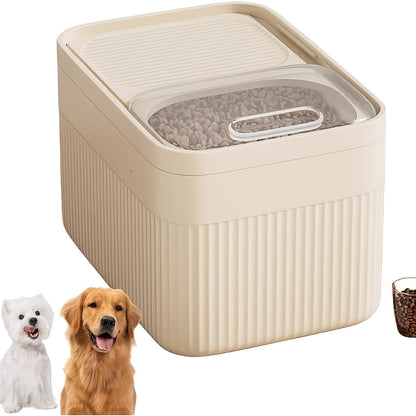 Airtight Pet Food Storage Container – Large Easy-Open Lid Leak-Proof Dry Food Dispenser for Dogs Cats & Small Animals, Home Kitchen & Travel, Beige