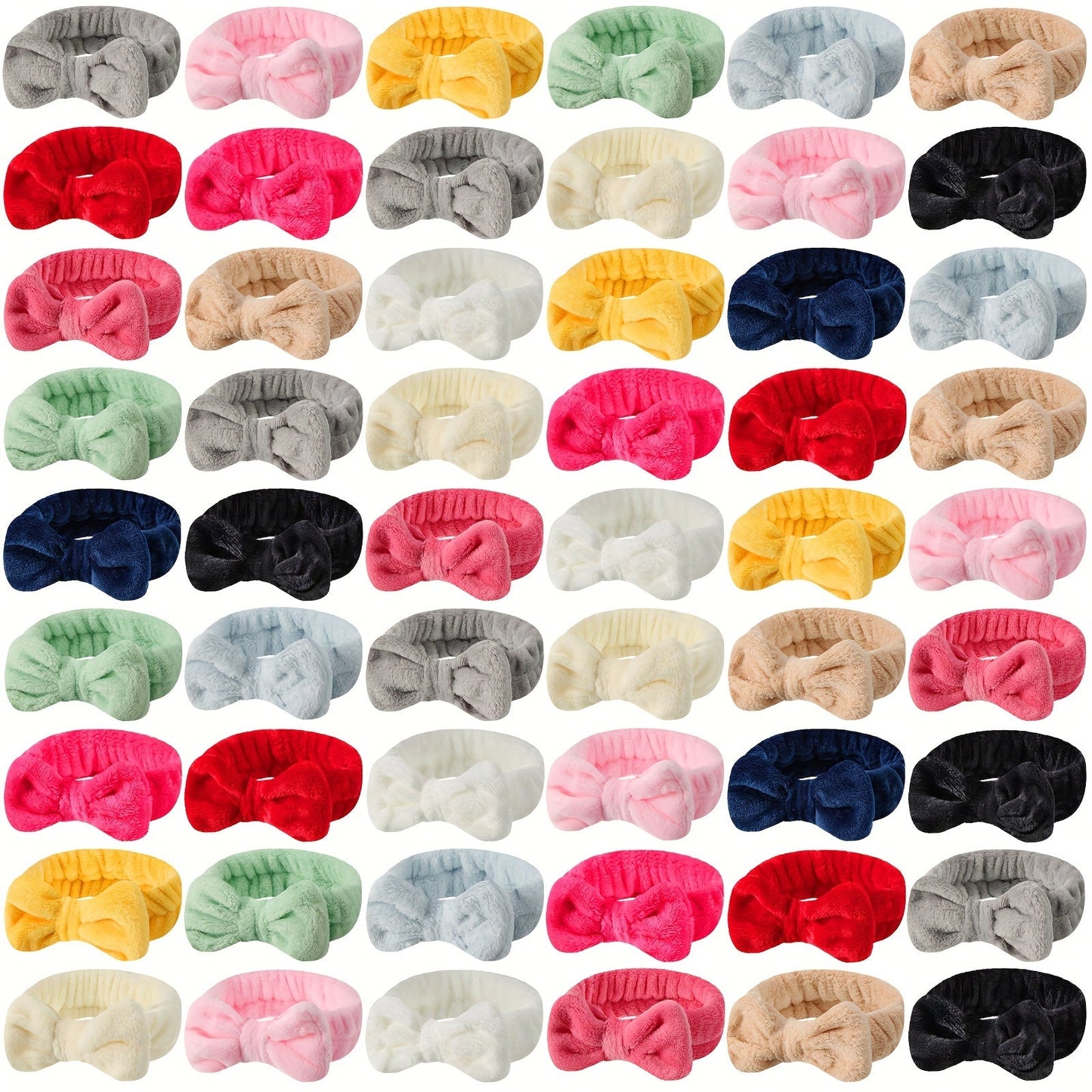 Spa Headbands for Washing Face 52 Pack Bulk Set – Soft Coral Fleece Bow Headband in 13 Colors for Women Skincare Makeup Shower Facial Slumber Party Bachelorette Salon Esthetician Supplies
