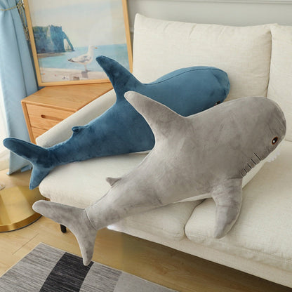 Shark Stuffed Animal Plush Pillow 24 Inch – Jumbo Soft Cute Shark Plush Toy for Kids Boys Girls Adults, Ocean Sea Animal Cuddle Pillow, Birthday Christmas Holiday Gift, Blue Grey Rainbow Colors