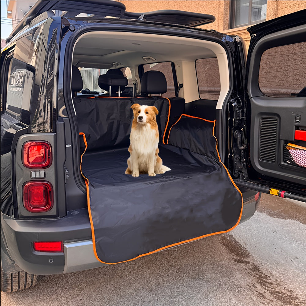 Car Trunk Mat with Orange Embellishment-durable Pet Seat Cover, Suitable for Cars, SUVs And Trucks-preventing Dirt, Spills And Scratches, Pet Car Accessories | Vibrant Accent Design | Protective Car Carpet