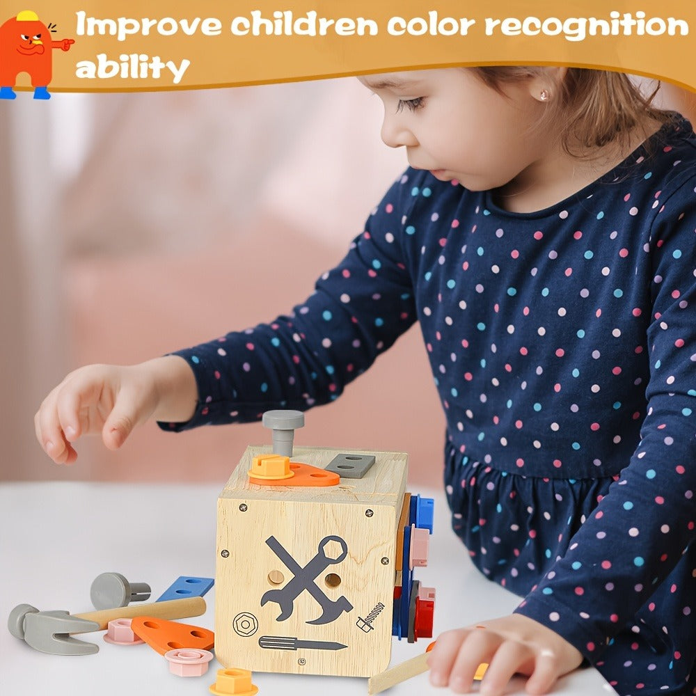 39-Piece Kids Wooden Tool Set with Toolbox & Vest – STEM Pretend Play Construction Toy for Toddlers Boys Girls Ages 3+, Hands-On Learning, Birthday Christmas Gift