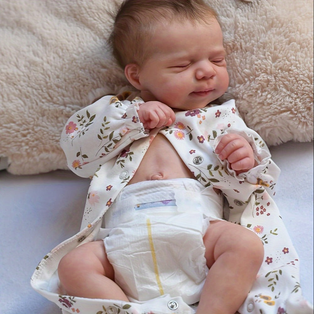 Reborn Baby Doll 19 Inch Full Vinyl Body Lifelike Newborn Girl Doll with Hand-Rooted Hair 3D Painted Skin Clothes Pacifier Bottle Birth Certificate – Perfect Gift for Girls Kids Collectors Birthday Christmas
