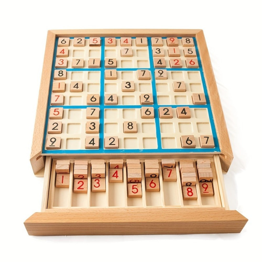 Wooden Sudoku Board Game for Kids & Adults – Logic Brain Teaser Puzzle with Challenge Cards, Number Thinking Educational Family Game, Gift for Christmas Halloween Birthday