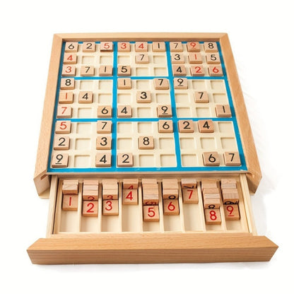 Wooden Sudoku Board Game for Kids & Adults – Logic Brain Teaser Puzzle with Challenge Cards, Number Thinking Educational Family Game, Gift for Christmas Halloween Birthday