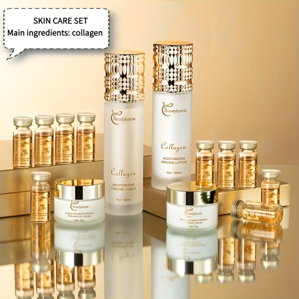 14-Piece Collagen Skincare Gift Set for Women – Hyaluronic Acid & Niacinamide, Deep Hydration, Firming, Brightening, Anti-Aging Luxury Box
