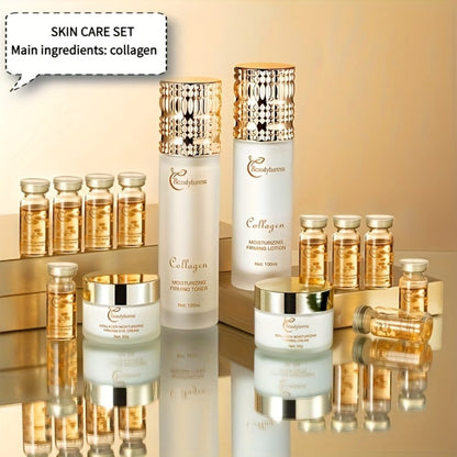 14-Piece Collagen Skincare Gift Set for Women – Hyaluronic Acid & Niacinamide, Deep Hydration, Firming, Brightening, Anti-Aging Luxury Box