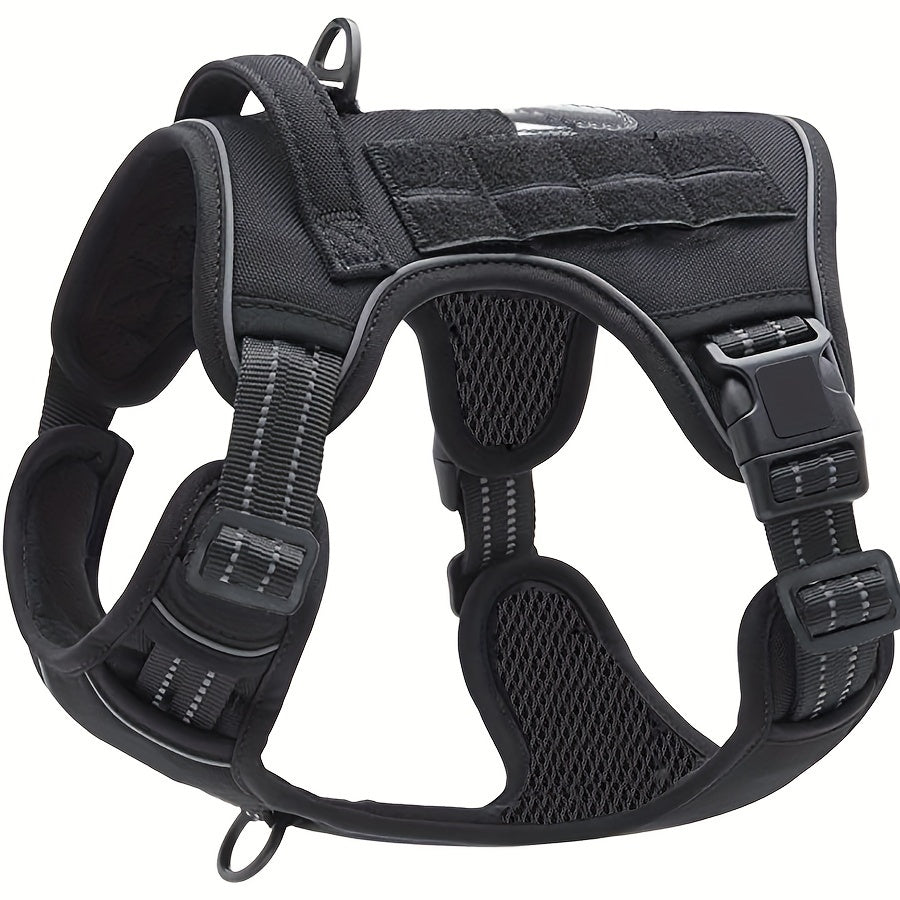 No-Pull Dog Harness Military Style Reflective Vest with Control Handle – Tactical Dog Harness for Training & Service Dogs, S/M/L/XL, Black, Dark Violet, Khaki, Grey, Yellowish-Brown