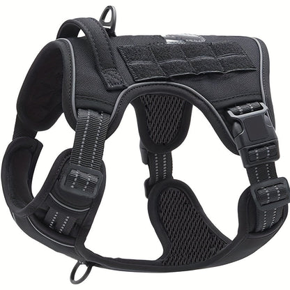 No-Pull Dog Harness Military Style Reflective Vest with Control Handle – Tactical Dog Harness for Training & Service Dogs, S/M/L/XL, Black, Dark Violet, Khaki, Grey, Yellowish-Brown