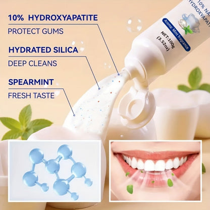 Nano Hydroxyapatite Toothpaste 2-Pack 10% HAp European Formula — Remineralizes Enamel, Deep Cleans & Whitens, Fluoride-Free, Gentle on Gums, Minty Fresh Breath, 100g/3.52oz Each