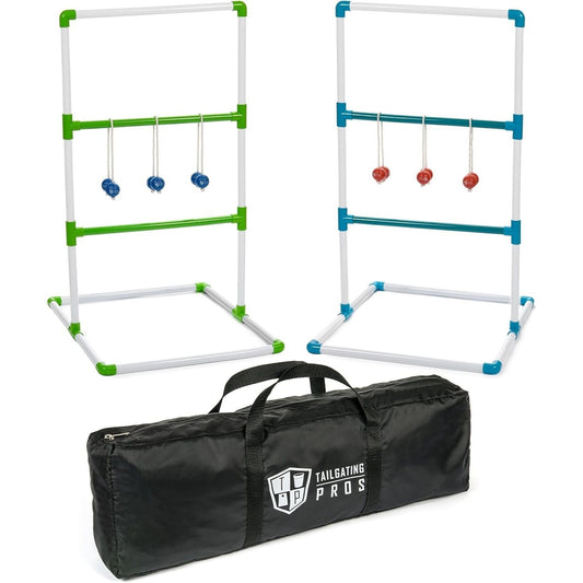 Premium PVC Ladder Toss Game Set with Bolos & Carrying Case – Heavy Duty 2.5mm PVC, Real Golf Ball Bolos, 38.5" Tall – Outdoor Lawn Game for Tailgate, BBQ, Beach & Camping