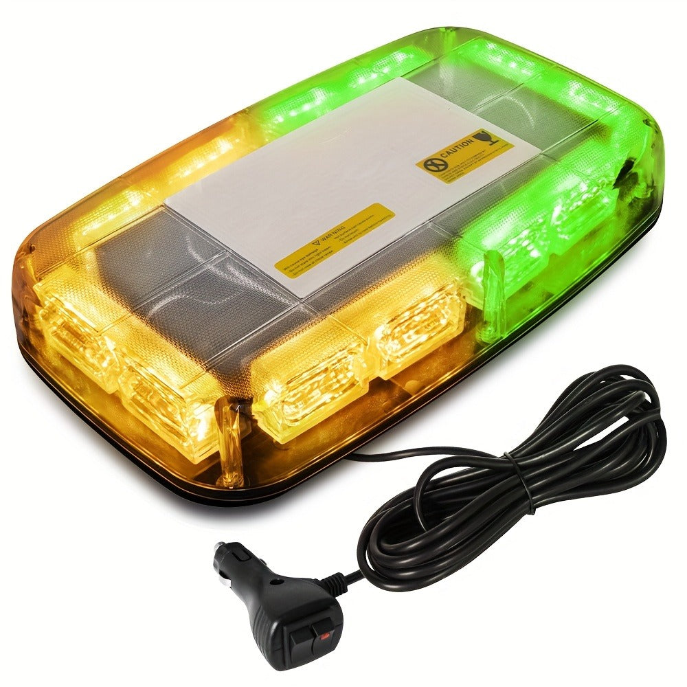 48 LED Roof Strobe Light Bar IP67 Waterproof Magnetic Mount Emergency Warning Light 12-24V for Plow Trucks Construction Vehicles Cars, Amber Green Red White High-Visibility Safety Beacon