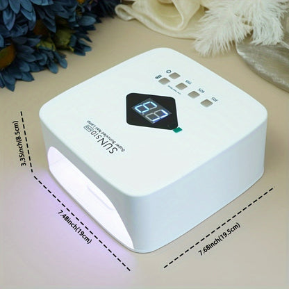 LED Nail Lamp Rechargeable HD Display Smart Nail Dryer Fast Cure All Gel Polish UV Light Cordless Portable Low Heat Mode Home Salon Professional Manicure Pedicure Tool White