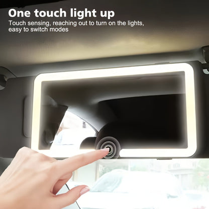 LED Car Visor Mirror Rechargeable – Ultra-Thin Vanity Mirror with 3 Light Modes (Daylight, Dashboard, Cockpit), Universal Fit for Cars, Trucks & SUVs, Gift for Women