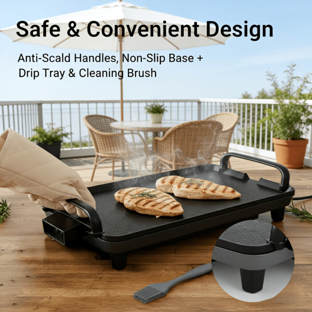 Electric Griddle with Non-Stick Coating - Large Submersible Cooking Surface, Make 15 Eggs at Once, Hassle-Free Cleanup, 2 Sizes Available - Perfect for Breakfast, Pancakes & Family Cooking