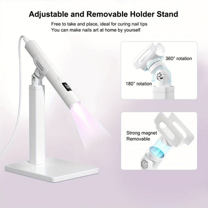 Gel Nail Lamp 360° Rotating Head with Digital Timer 45s/60s & Bonus Nail Stamp – USB Powered LED Gel Polish Curer with Condenser Lens for Home Manicure & Nail Art, White Pink